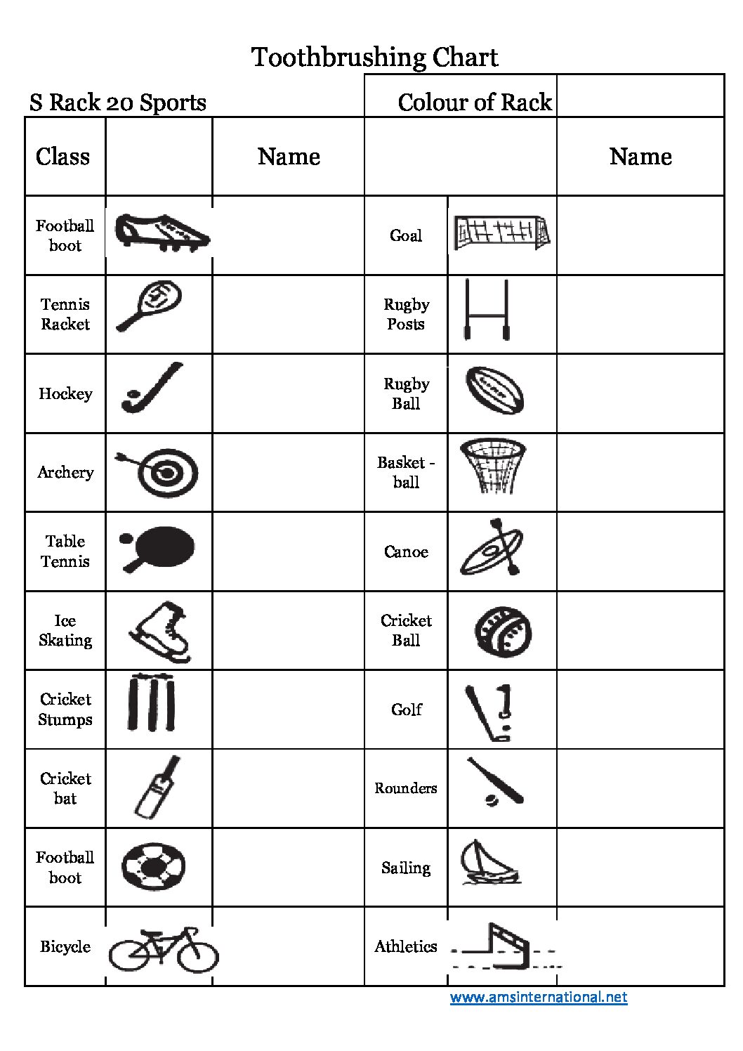 Wall Chart Sports for S Rack 20