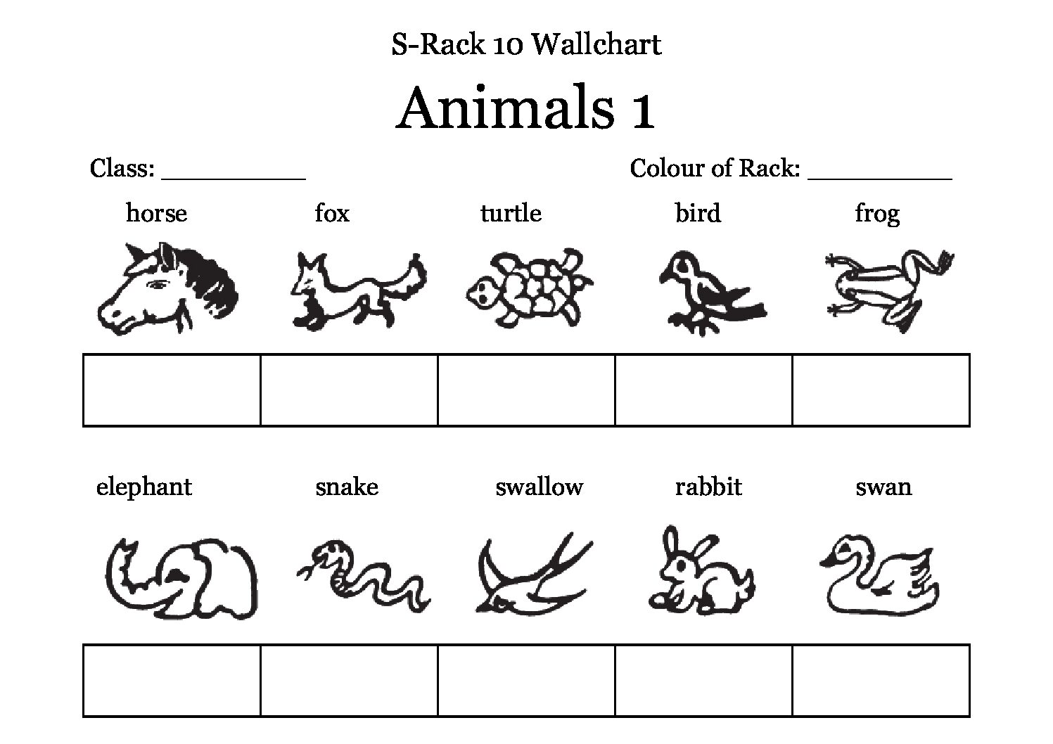 Wall Chart Animals 1 for S Rack 10