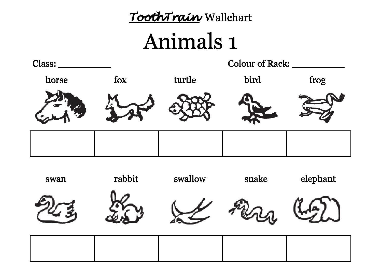 Wall Chart Animals 1 for Tooth Train