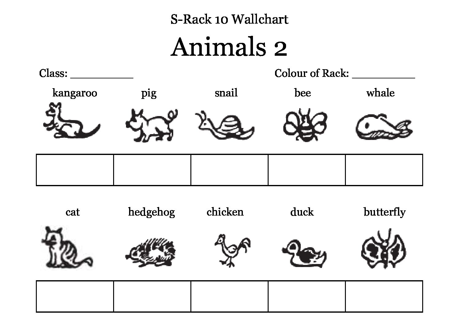 Wall Chart Animals 2 for S Rack 10