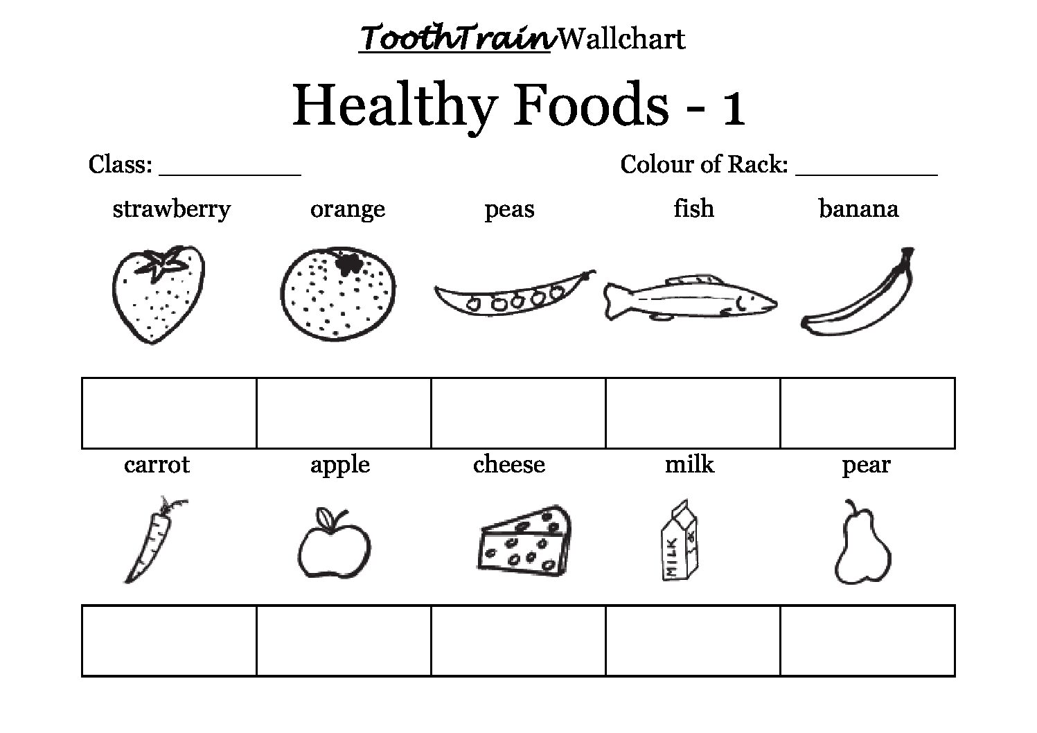 Wall Chart Healthy Foods 1 for Tooth Train