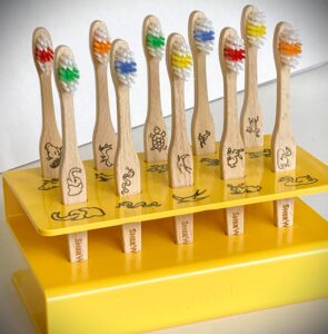 Printed SherWood Junior Toothbrushes in an S Rack 10